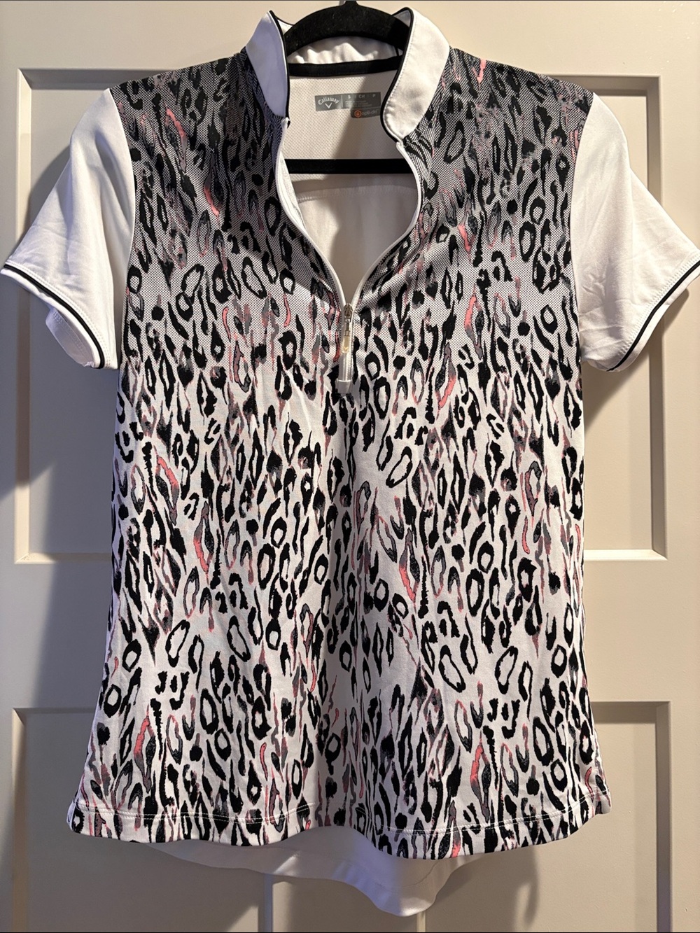 Callaway White, Black, Pink Leopard Print- Small - Active, Golf, Animal Print